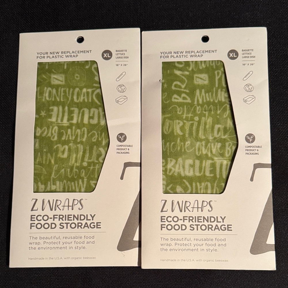 2 NEW Z Wraps Eco-Friendly Food Storage Extra- Large 16” x 26”